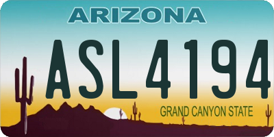 AZ license plate ASL4194
