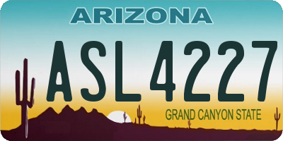 AZ license plate ASL4227
