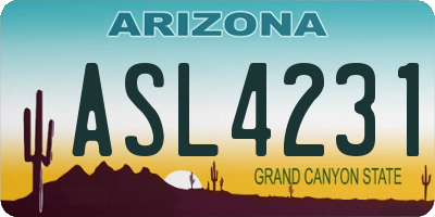AZ license plate ASL4231