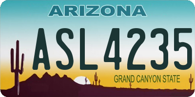 AZ license plate ASL4235