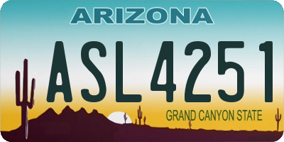 AZ license plate ASL4251