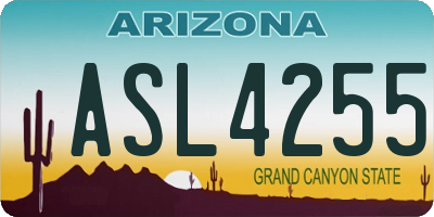 AZ license plate ASL4255