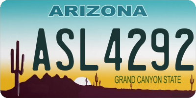 AZ license plate ASL4292