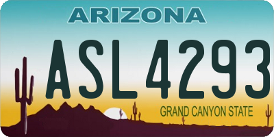 AZ license plate ASL4293