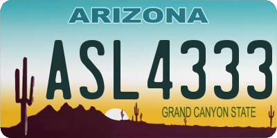 AZ license plate ASL4333