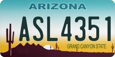 AZ license plate ASL4351
