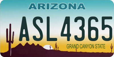 AZ license plate ASL4365