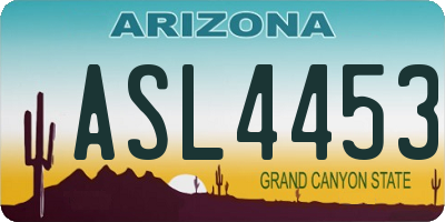 AZ license plate ASL4453
