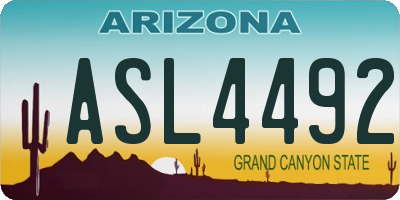 AZ license plate ASL4492