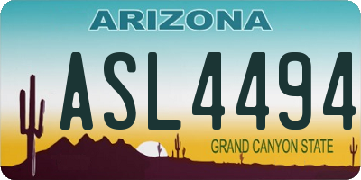 AZ license plate ASL4494