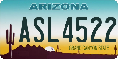AZ license plate ASL4522
