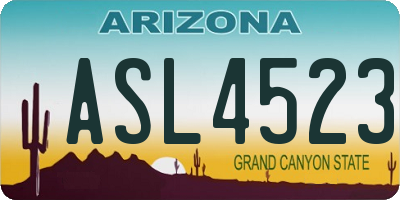 AZ license plate ASL4523
