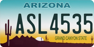 AZ license plate ASL4535