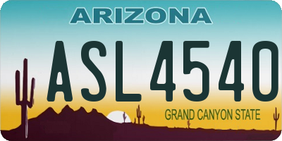 AZ license plate ASL4540