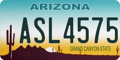 AZ license plate ASL4575