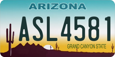 AZ license plate ASL4581