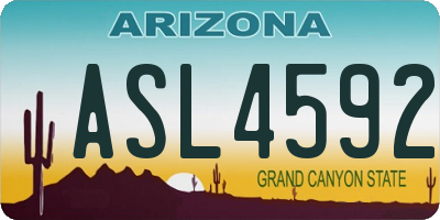 AZ license plate ASL4592