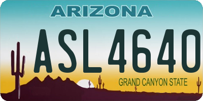 AZ license plate ASL4640