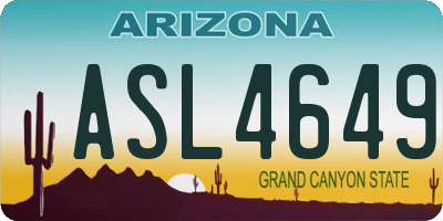 AZ license plate ASL4649