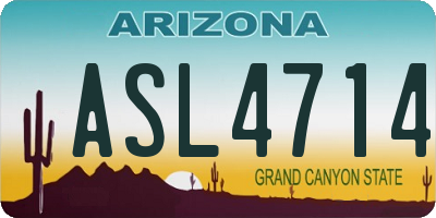 AZ license plate ASL4714