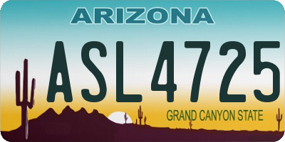 AZ license plate ASL4725