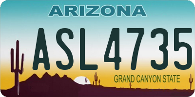 AZ license plate ASL4735