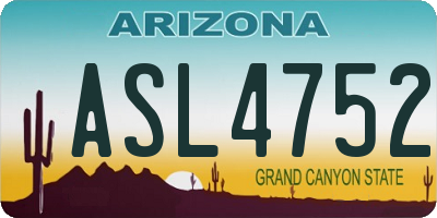 AZ license plate ASL4752