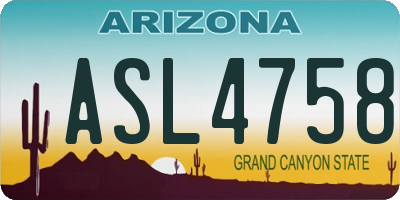 AZ license plate ASL4758
