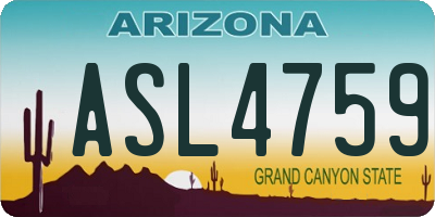 AZ license plate ASL4759