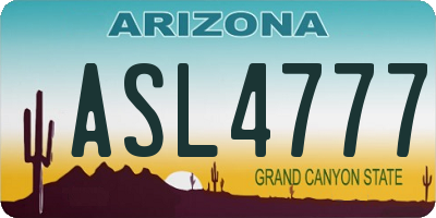 AZ license plate ASL4777