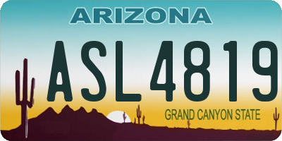 AZ license plate ASL4819