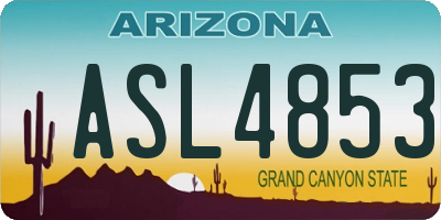 AZ license plate ASL4853