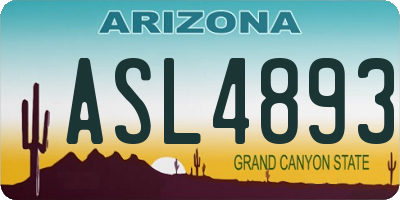 AZ license plate ASL4893