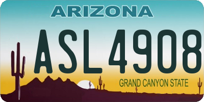 AZ license plate ASL4908