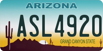 AZ license plate ASL4920
