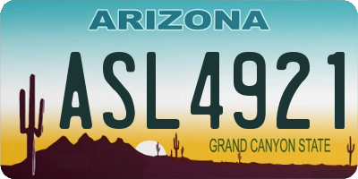 AZ license plate ASL4921