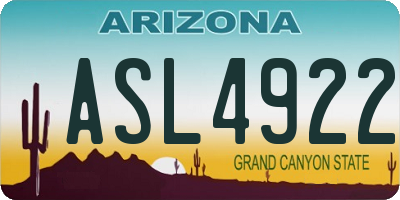 AZ license plate ASL4922