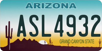 AZ license plate ASL4932