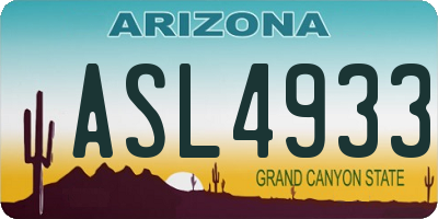 AZ license plate ASL4933
