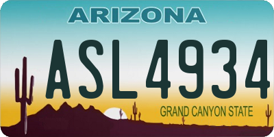 AZ license plate ASL4934