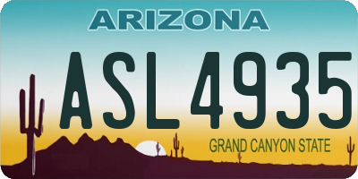 AZ license plate ASL4935