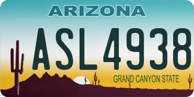 AZ license plate ASL4938