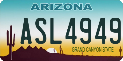 AZ license plate ASL4949