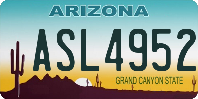 AZ license plate ASL4952