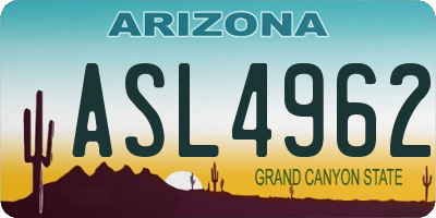 AZ license plate ASL4962