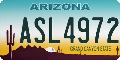 AZ license plate ASL4972