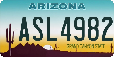 AZ license plate ASL4982
