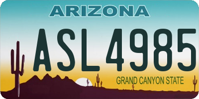 AZ license plate ASL4985
