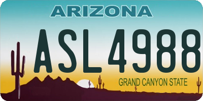 AZ license plate ASL4988