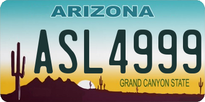 AZ license plate ASL4999